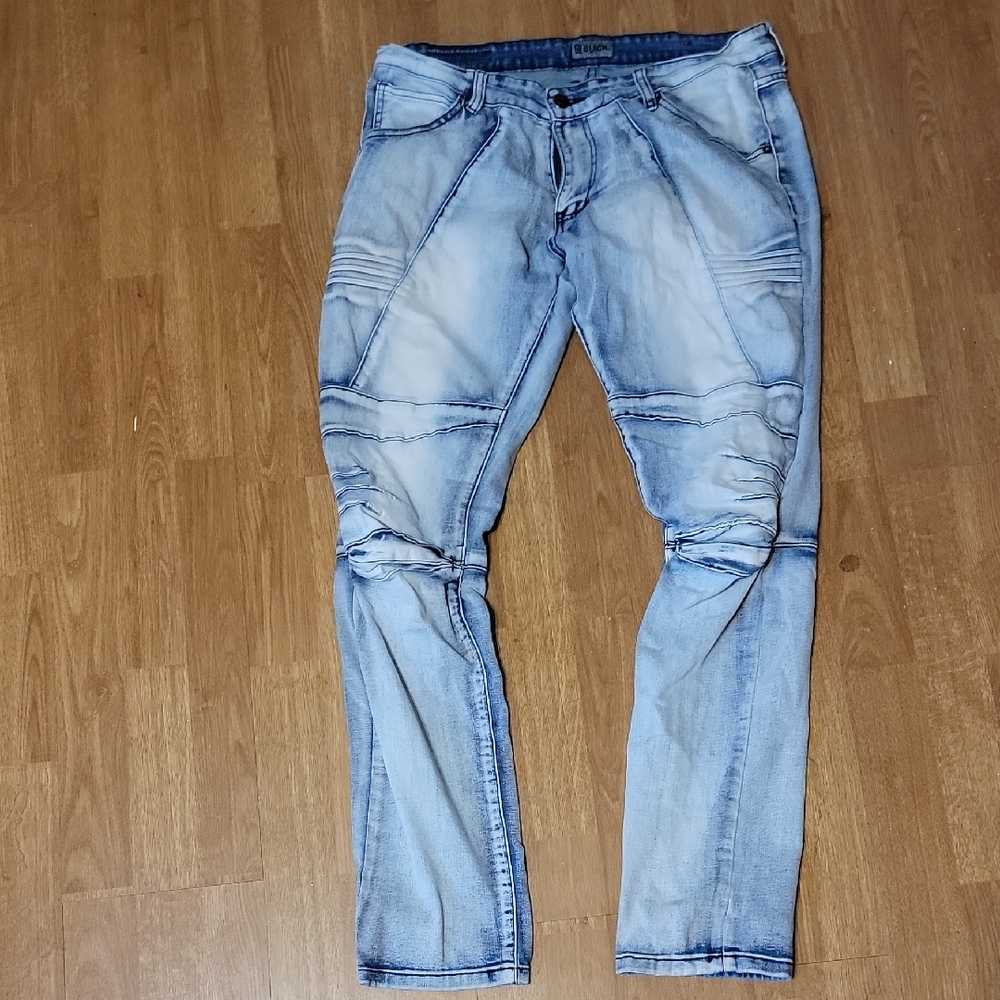 Men's Moto Skinny Flex Light Blue Jeans